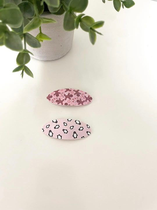 Peachy Bow Snap Clips